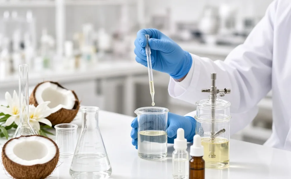 Coconut oil being tested in a formulation laboratory